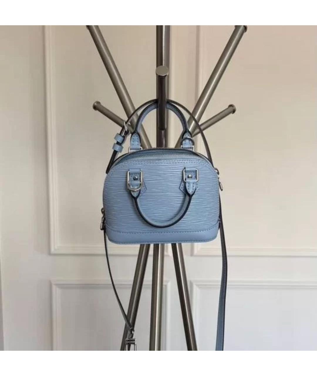 LOUIS VUITTON Голубая кожаная сумка с короткими ручками, фото 2