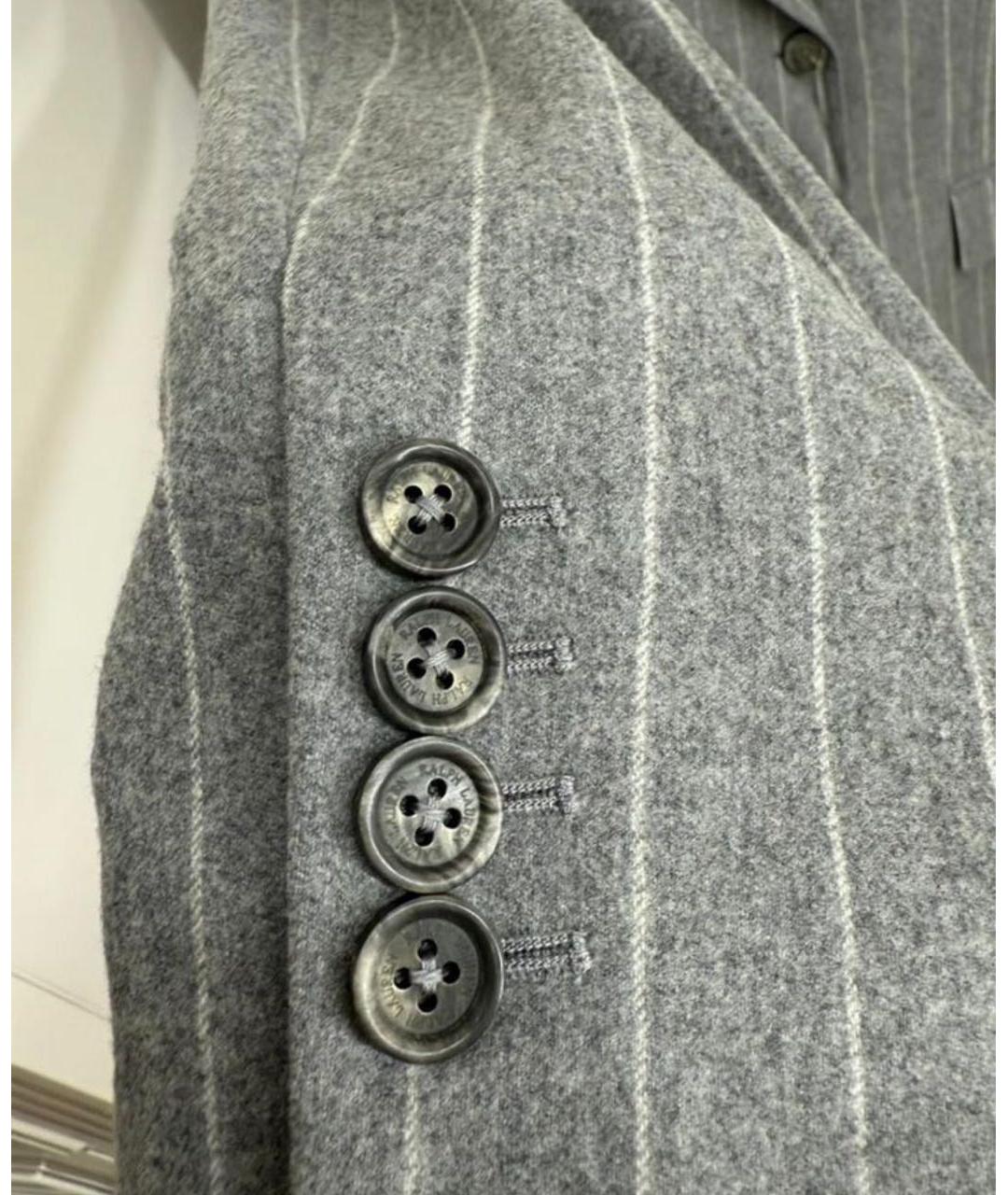 RALPH LAUREN PURPLE LABEL Серый шерстяной жакет/пиджак, фото 3