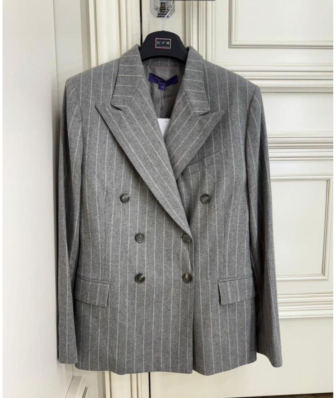 RALPH LAUREN PURPLE LABEL Серый шерстяной жакет/пиджак, фото 7
