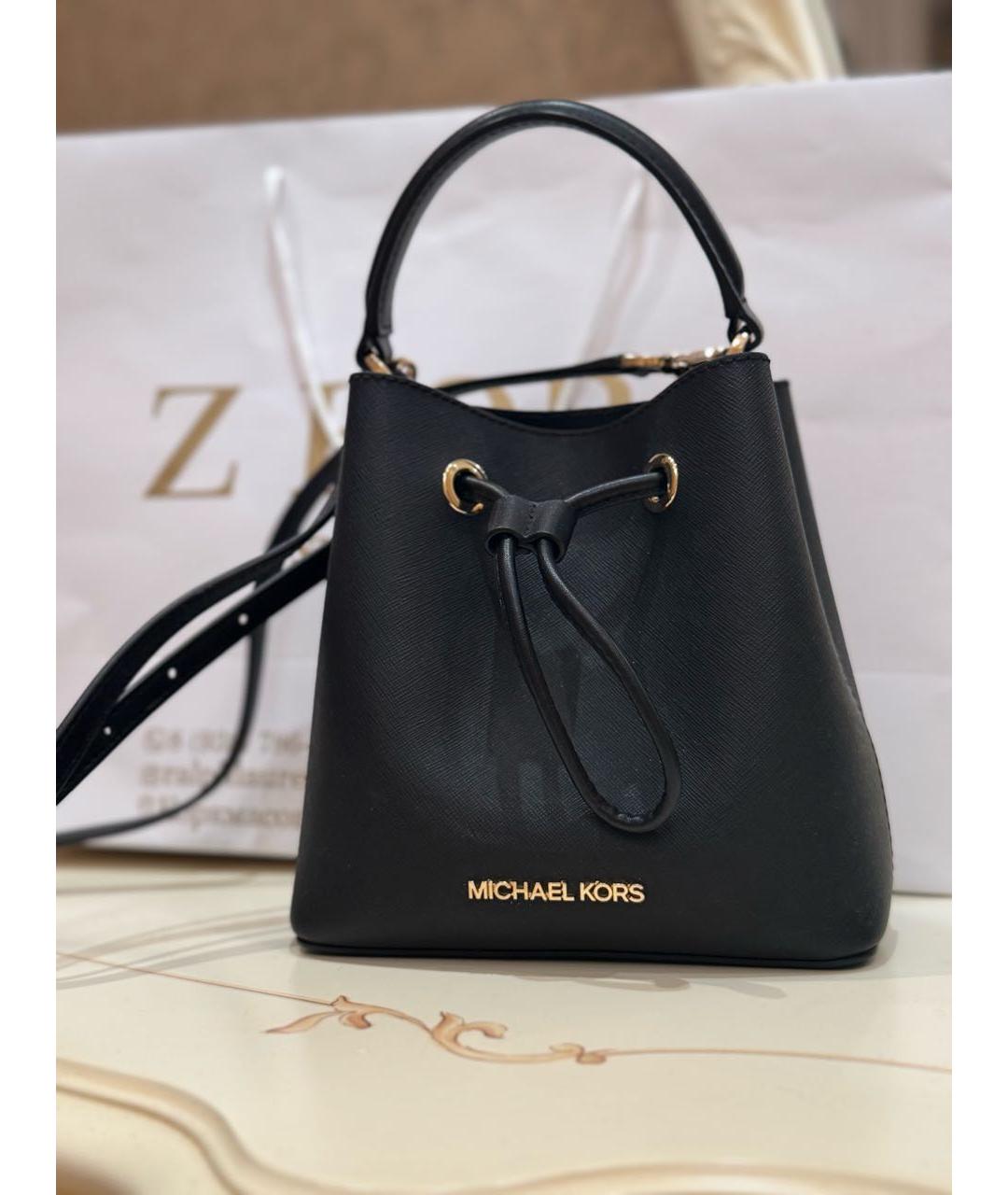 MICHAEL KORS Черная кожаная сумка через плечо, фото 5