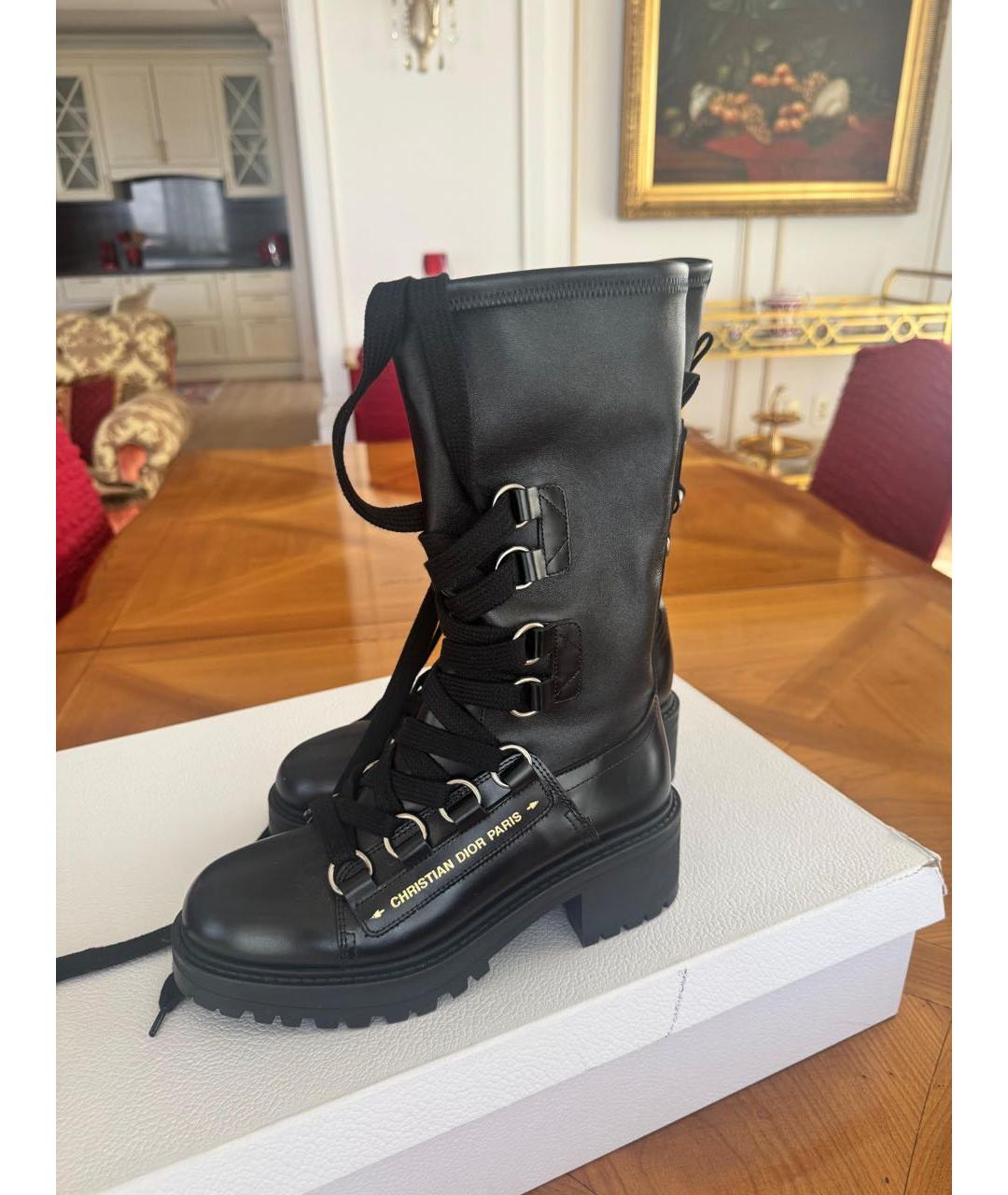 CHRISTIAN DIOR Черные кожаные ботинки, фото 2