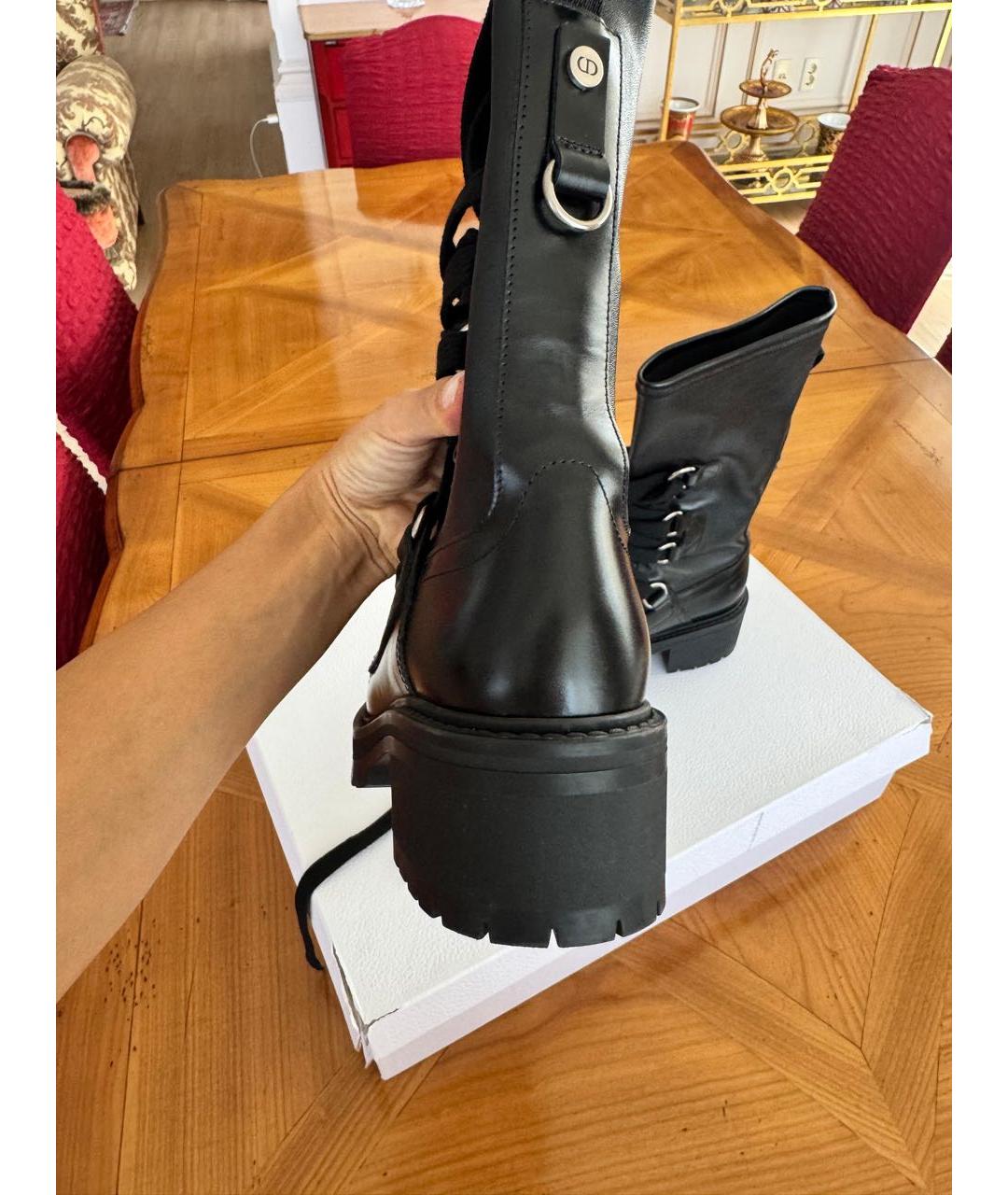 CHRISTIAN DIOR Черные кожаные ботинки, фото 4