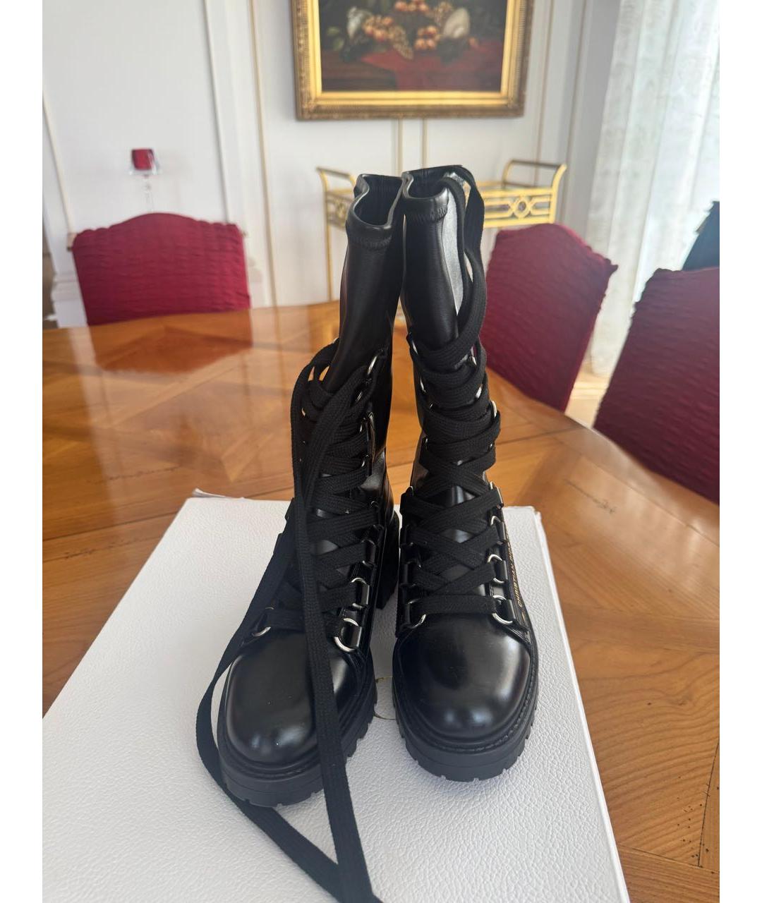 CHRISTIAN DIOR Черные кожаные ботинки, фото 3