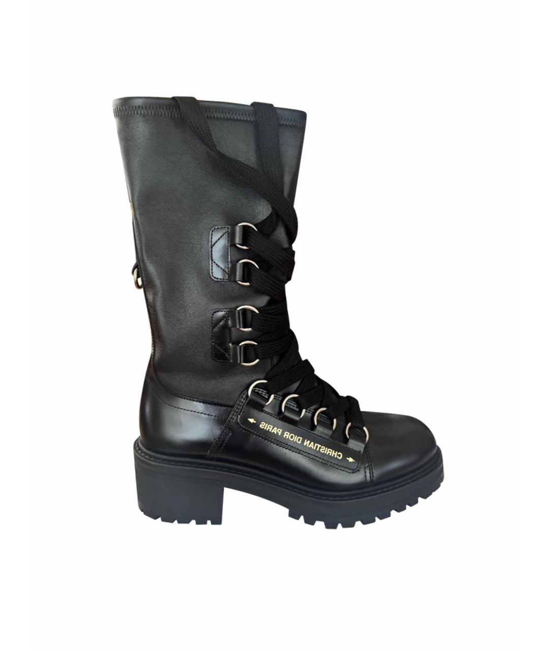 CHRISTIAN DIOR Черные кожаные ботинки, фото 1