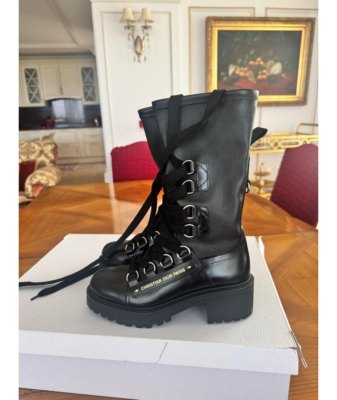 CHRISTIAN DIOR Черные кожаные ботинки, фото 5