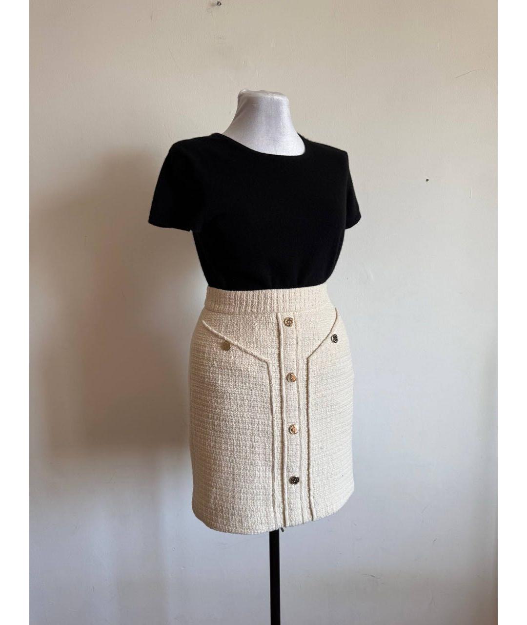 MAJE Бежевая хлопковая юбка мини, фото 5