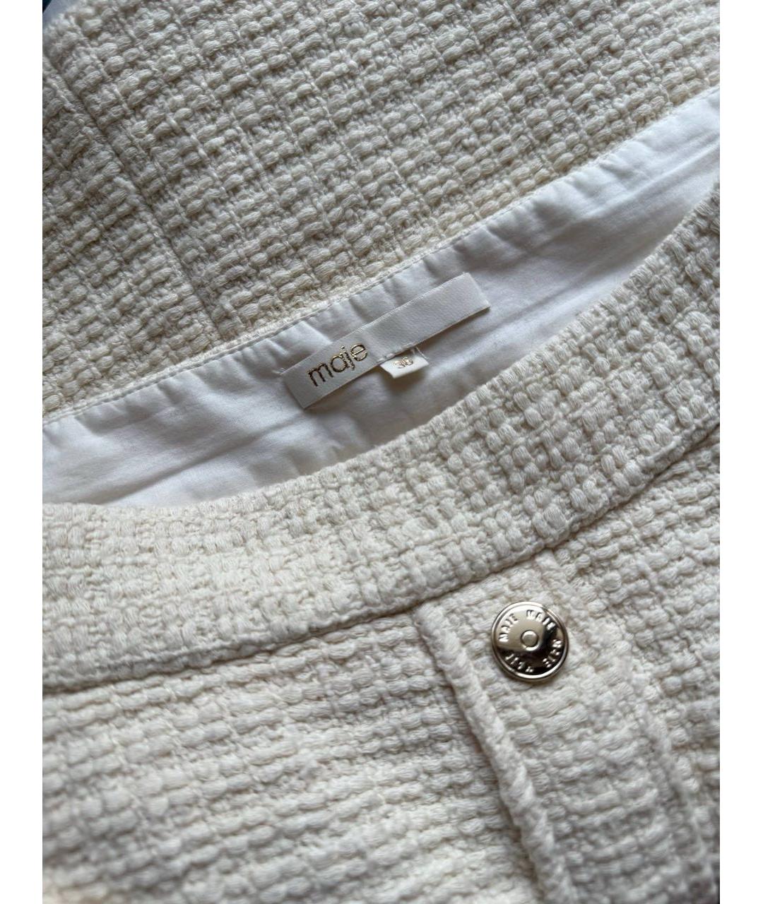 MAJE Бежевая хлопковая юбка мини, фото 3