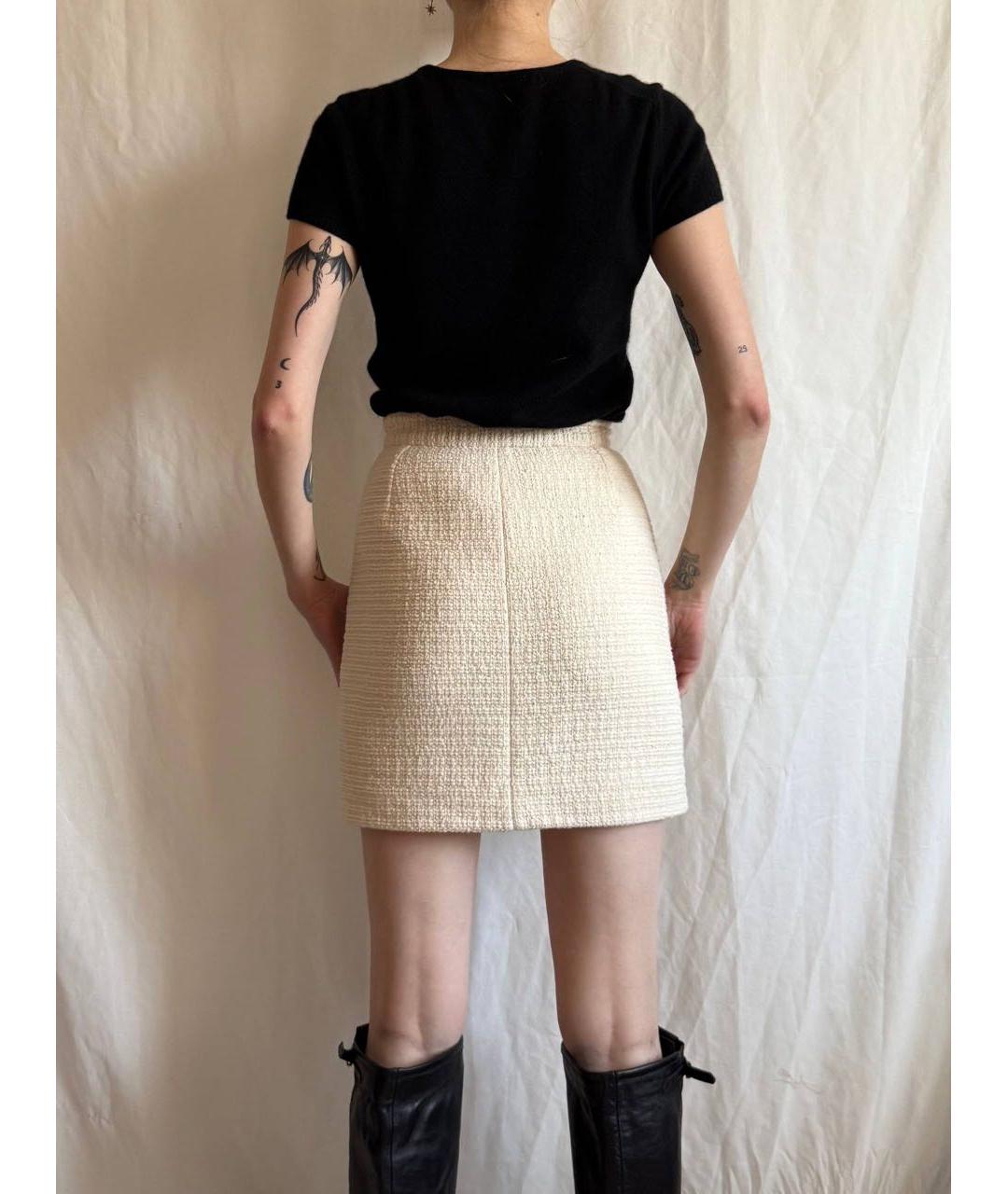MAJE Бежевая хлопковая юбка мини, фото 4