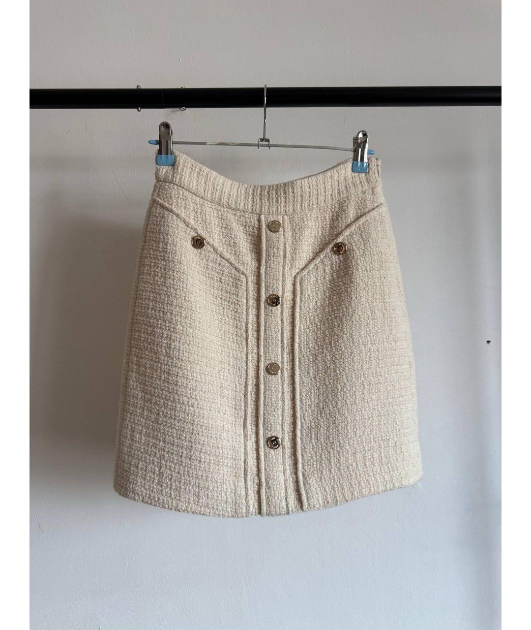 MAJE Бежевая хлопковая юбка мини, фото 8