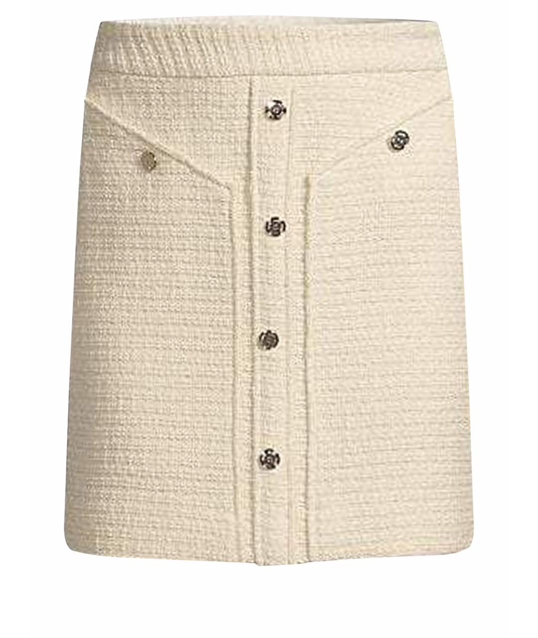 MAJE Бежевая хлопковая юбка мини, фото 1