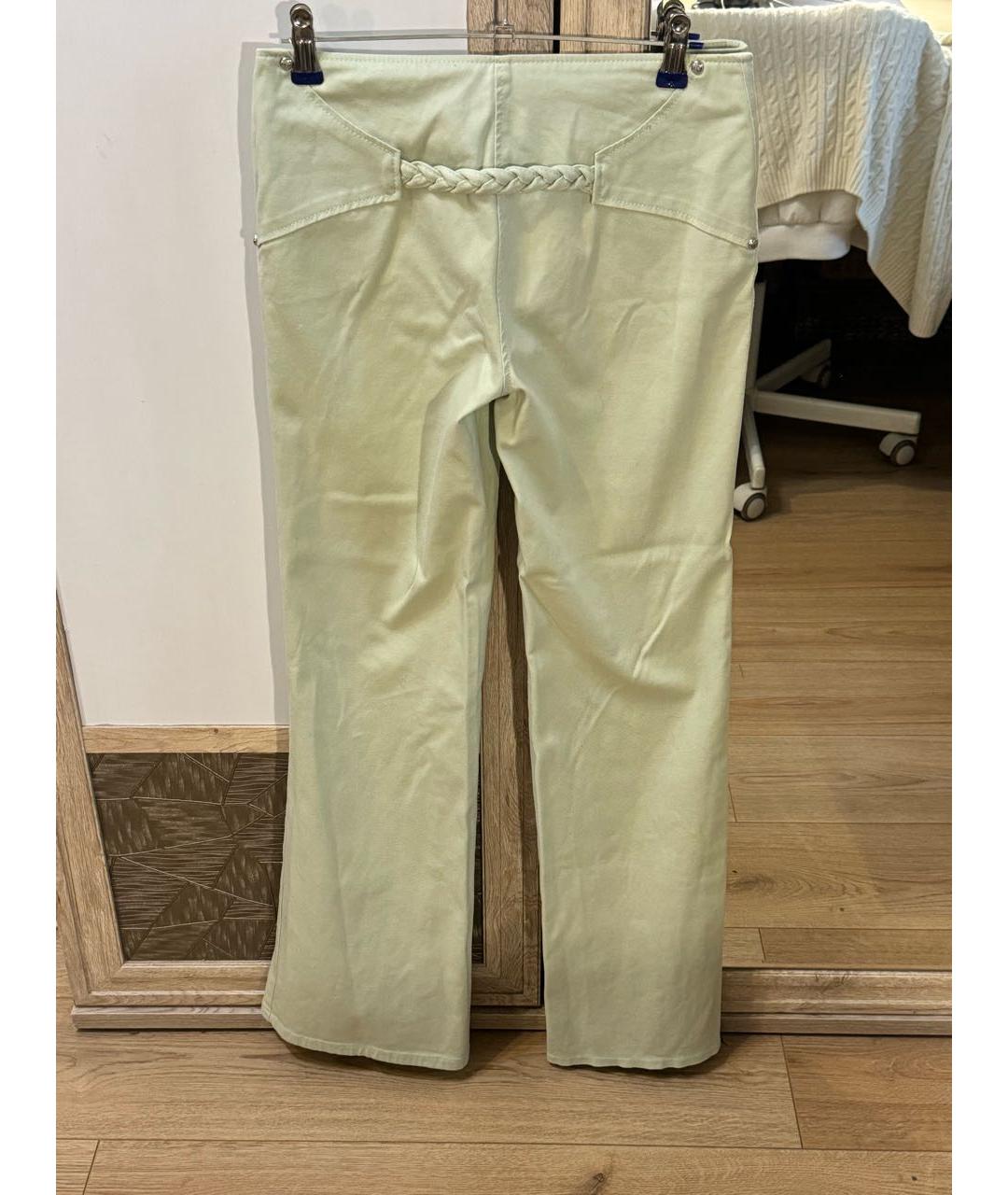 ROBERTO CAVALLI Зеленые хлопко-эластановые прямые брюки, фото 2