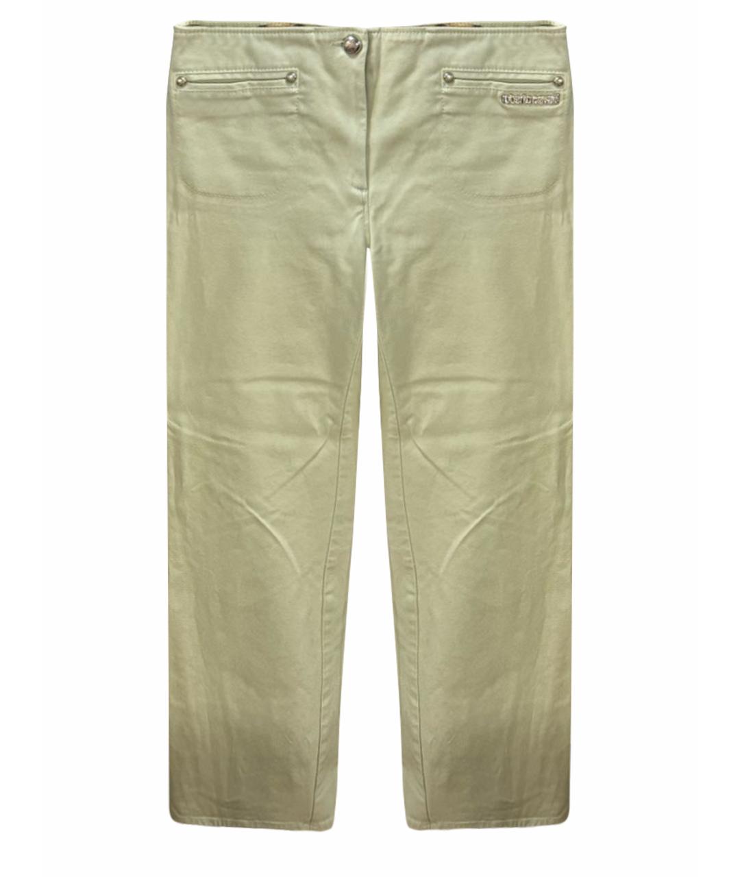 ROBERTO CAVALLI Зеленые хлопко-эластановые прямые брюки, фото 1