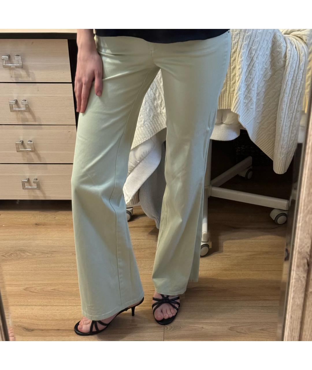 ROBERTO CAVALLI Зеленые хлопко-эластановые прямые брюки, фото 5