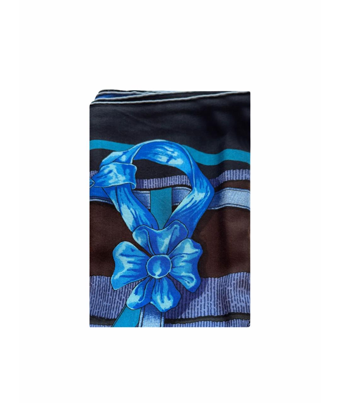 HERMES Темно-синий кашемировый шарф, фото 1