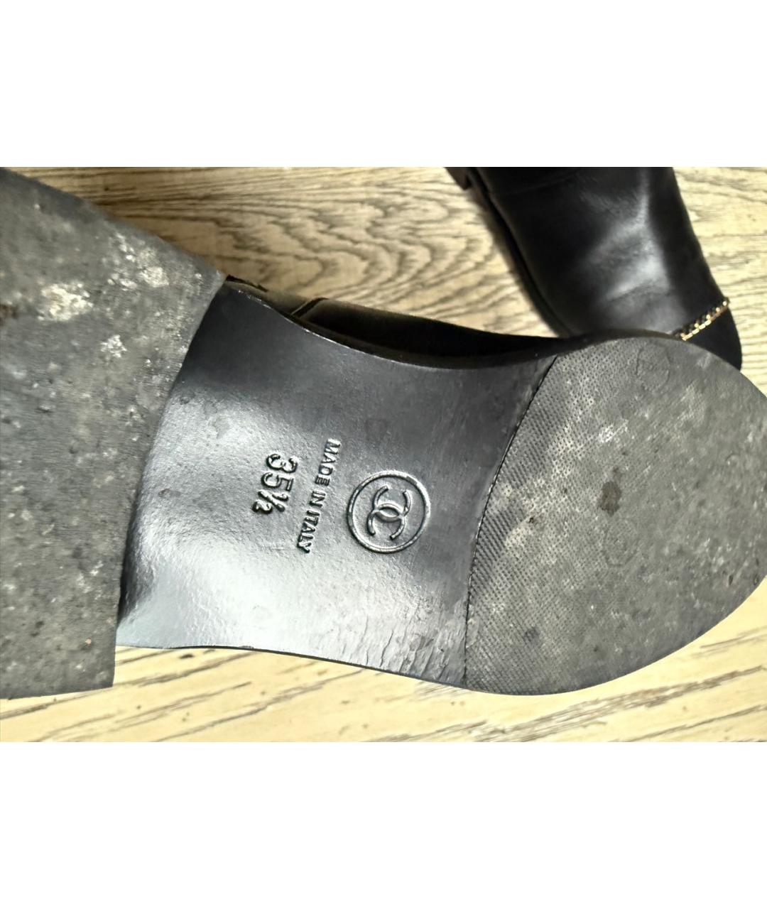 CHANEL Черные кожаные полусапоги, фото 4