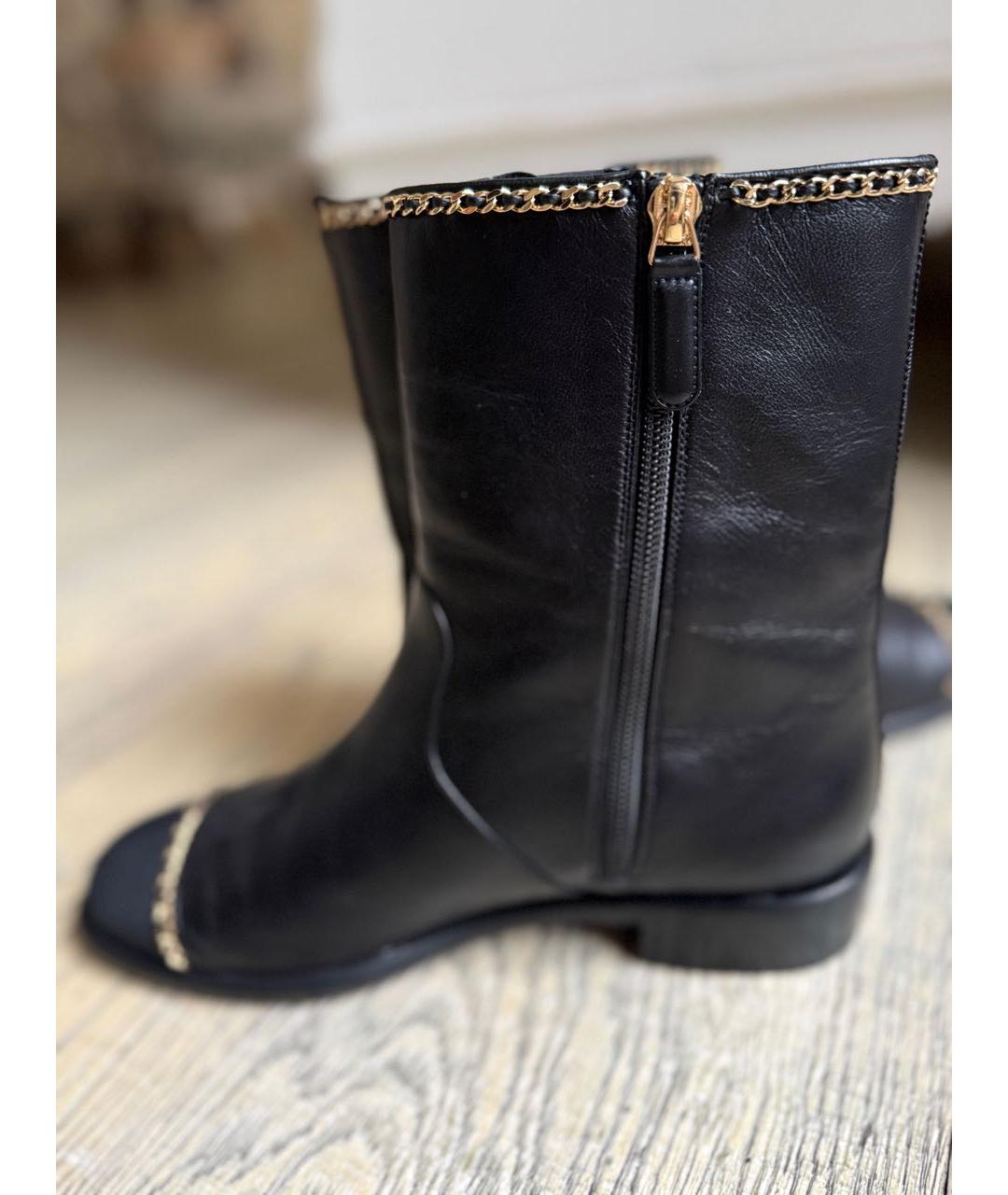CHANEL Черные кожаные полусапоги, фото 8