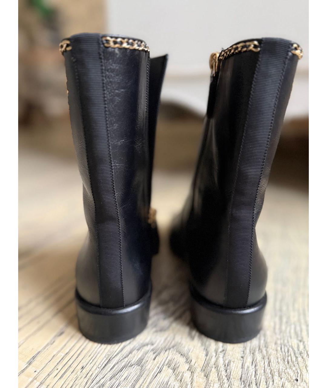CHANEL Черные кожаные полусапоги, фото 6