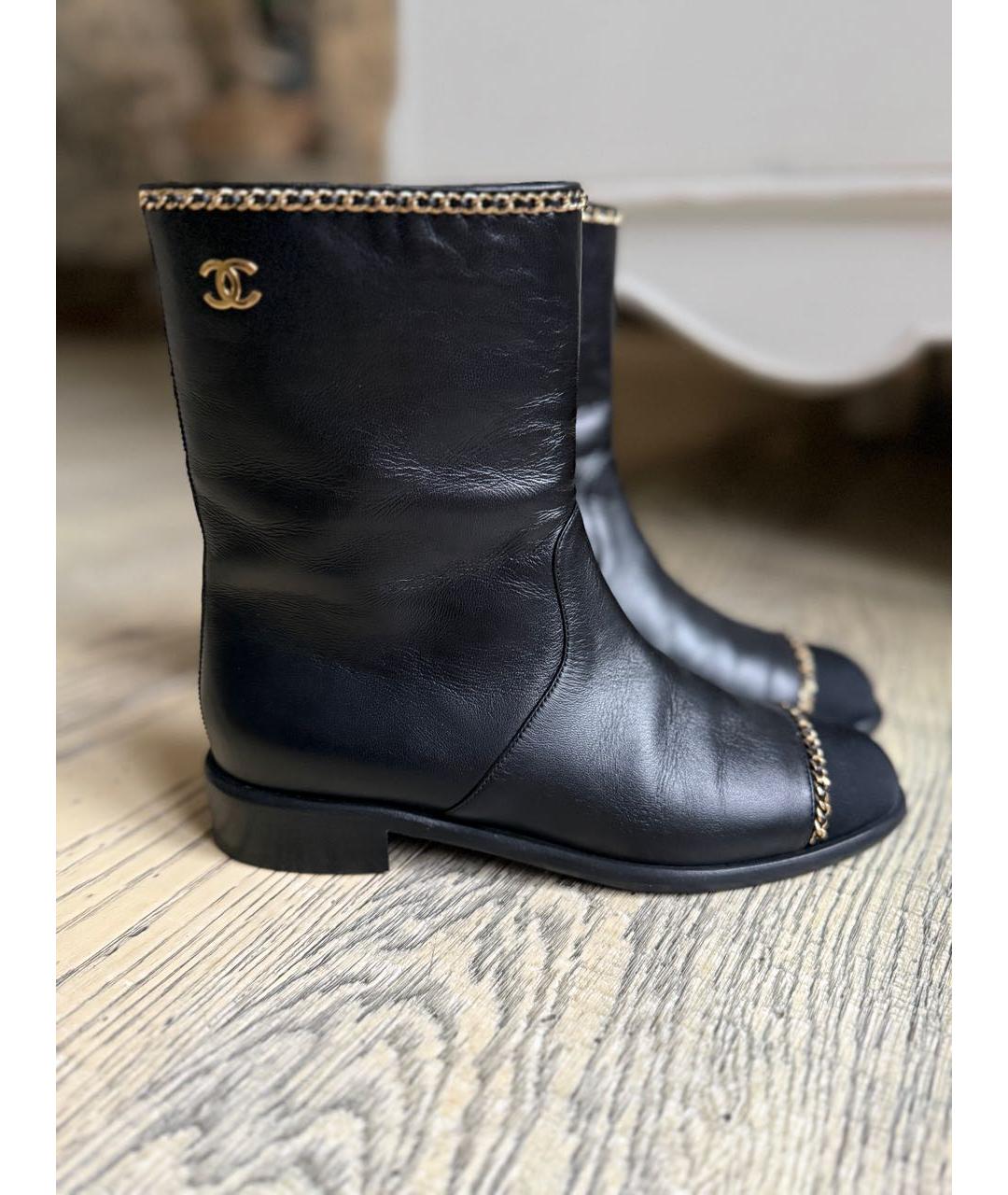 CHANEL Черные кожаные полусапоги, фото 7