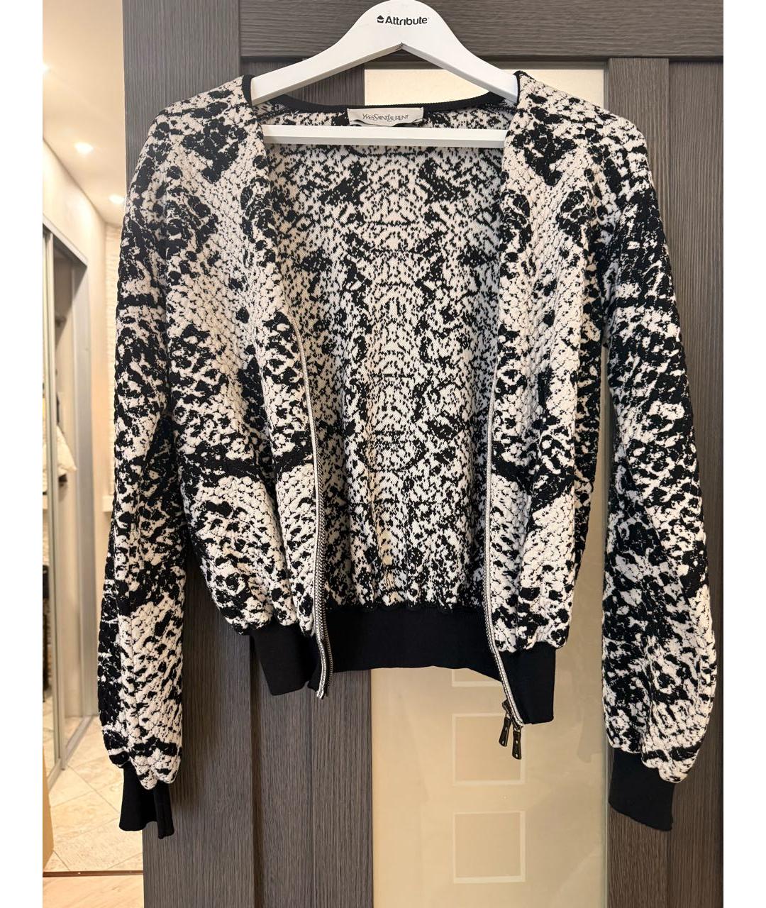 SAINT LAURENT Черный шерстяной кардиган, фото 4