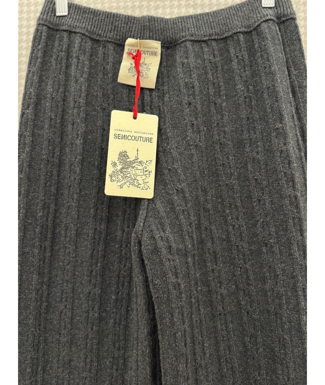 SEMICOUTURE Черные шерстяные прямые брюки, фото 3