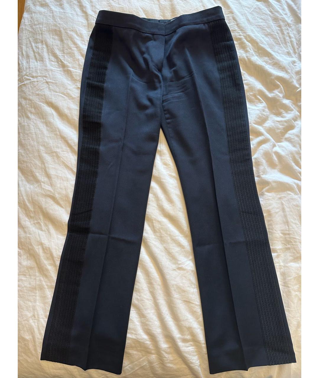 ALEXANDER MCQUEEN Темно-синие шерстяные прямые брюки, фото 3