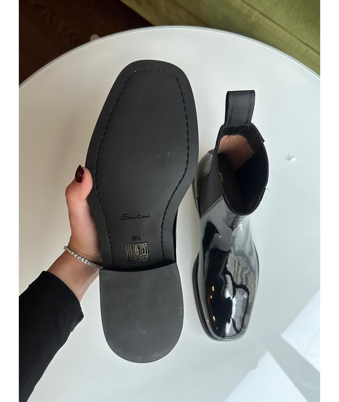 SANTONI Черные полусапоги из лакированной кожи, фото 4
