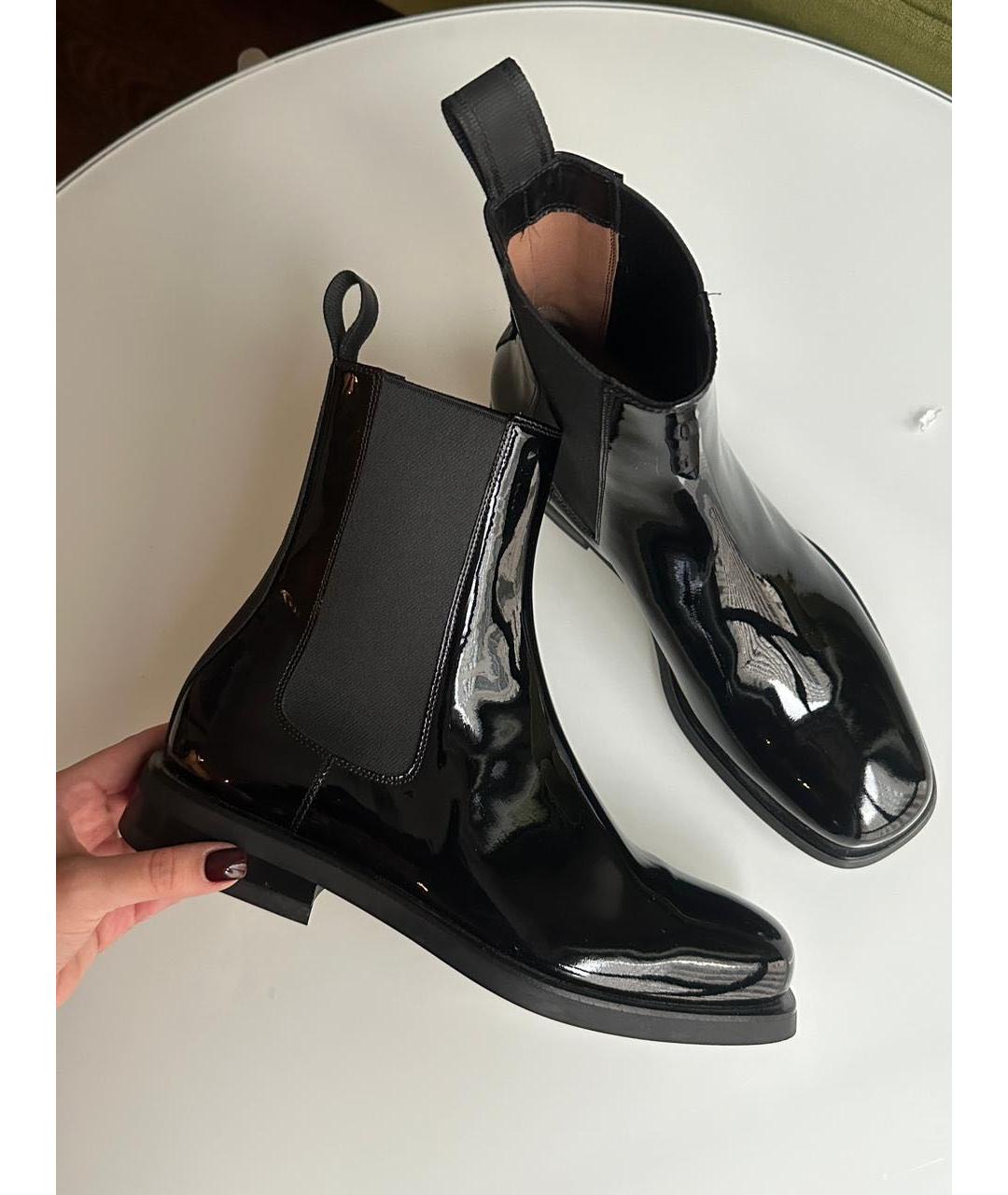 SANTONI Черные полусапоги из лакированной кожи, фото 2