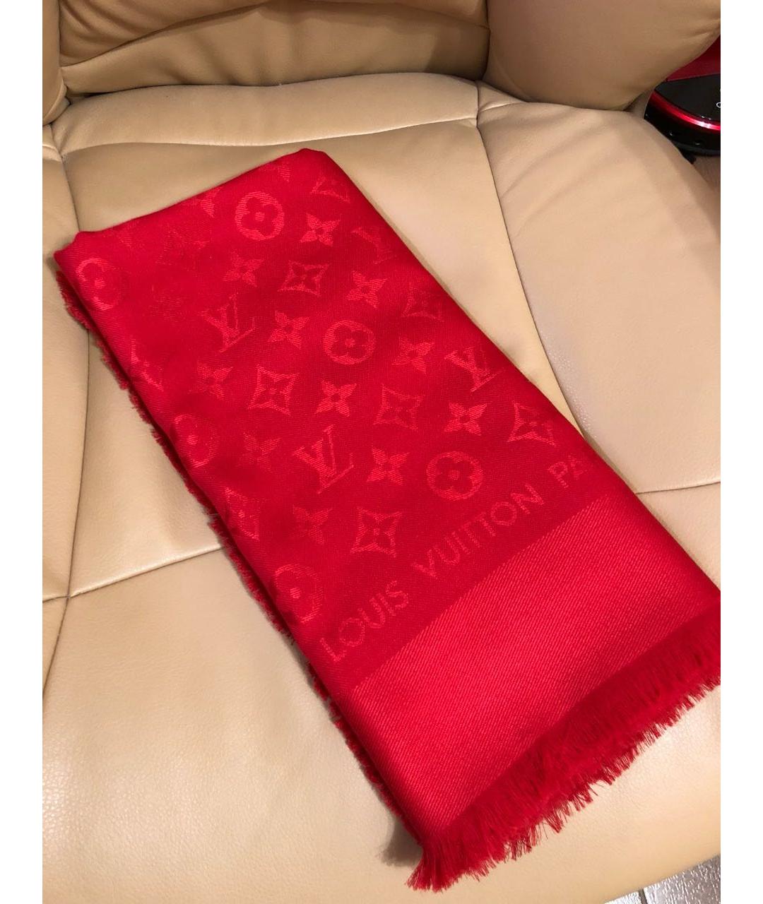 LOUIS VUITTON Красный шерстяной платок, фото 2