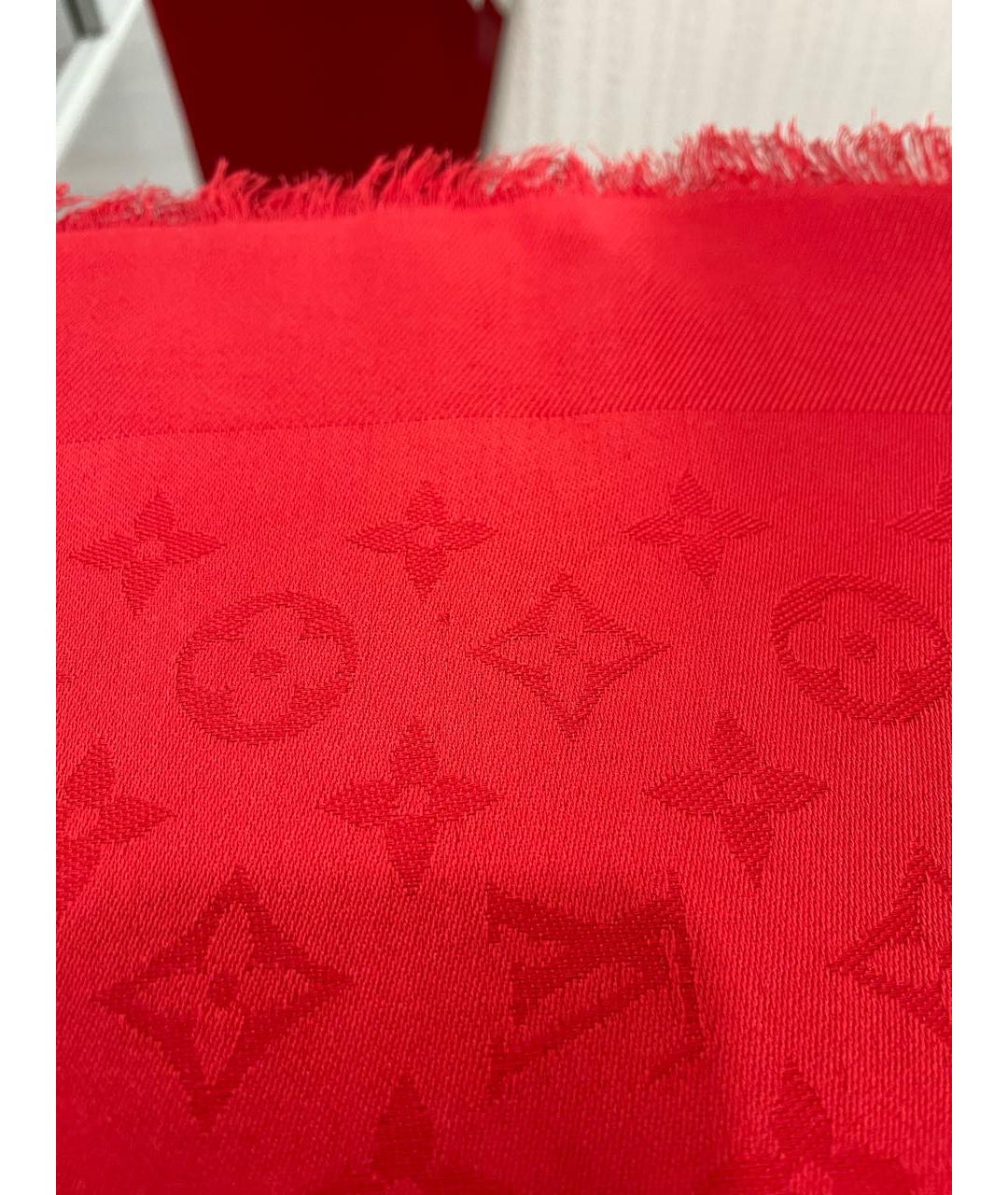 LOUIS VUITTON Красный шерстяной платок, фото 8