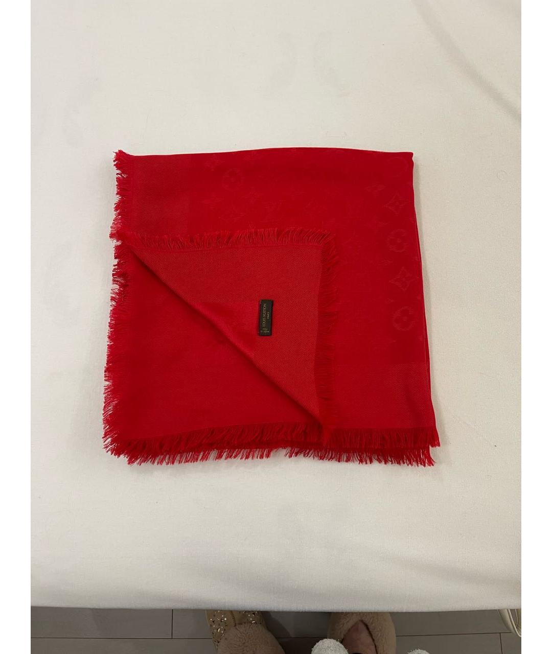 LOUIS VUITTON Красный шерстяной платок, фото 9