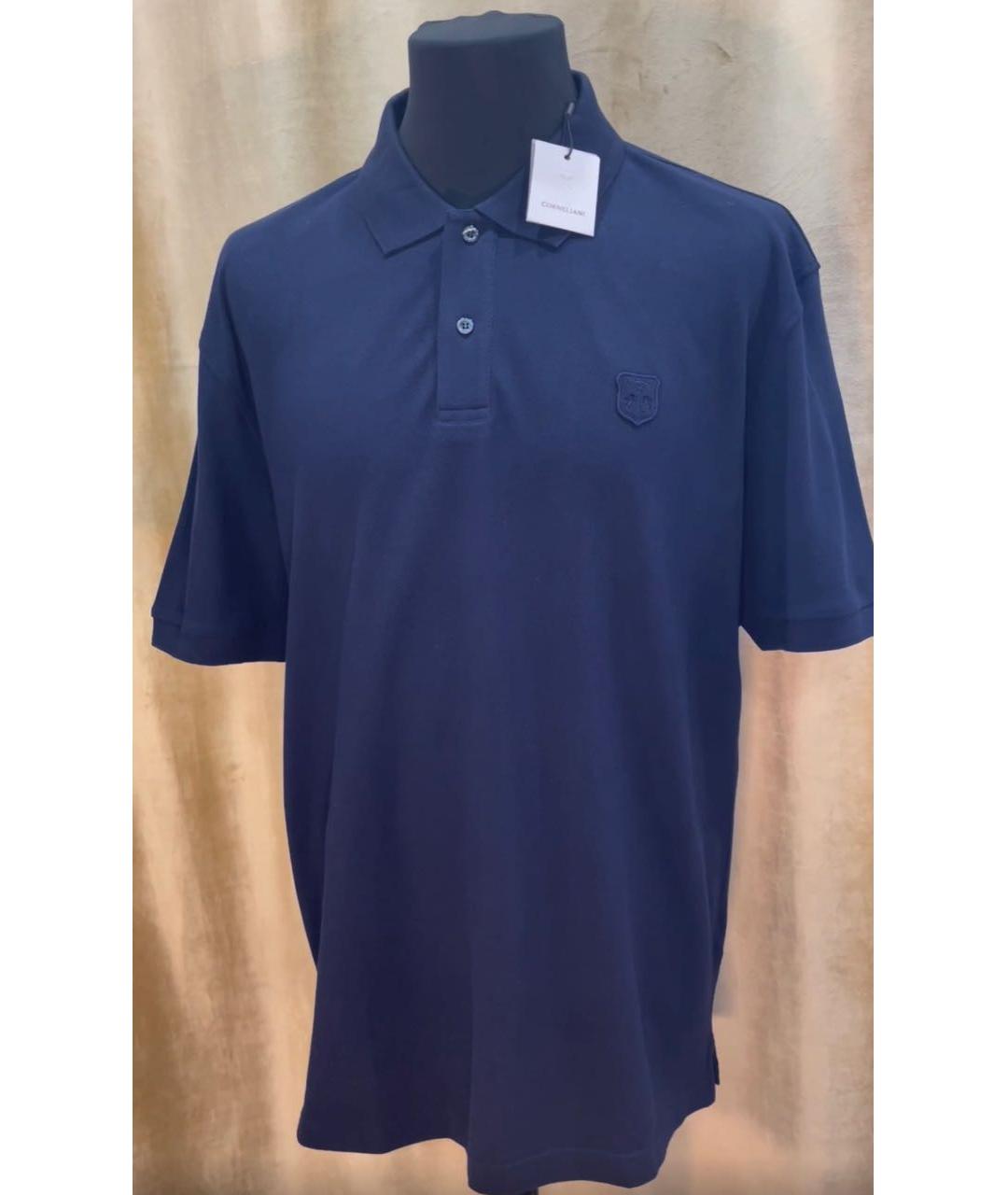 CORNELIANI Темно-синее хлопковое поло с коротким рукавом, фото 2