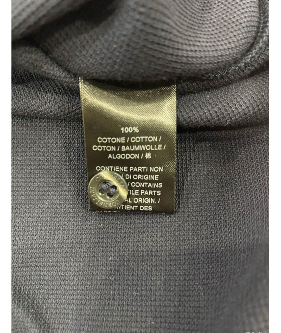 CORNELIANI Темно-синее хлопковое поло с коротким рукавом, фото 3