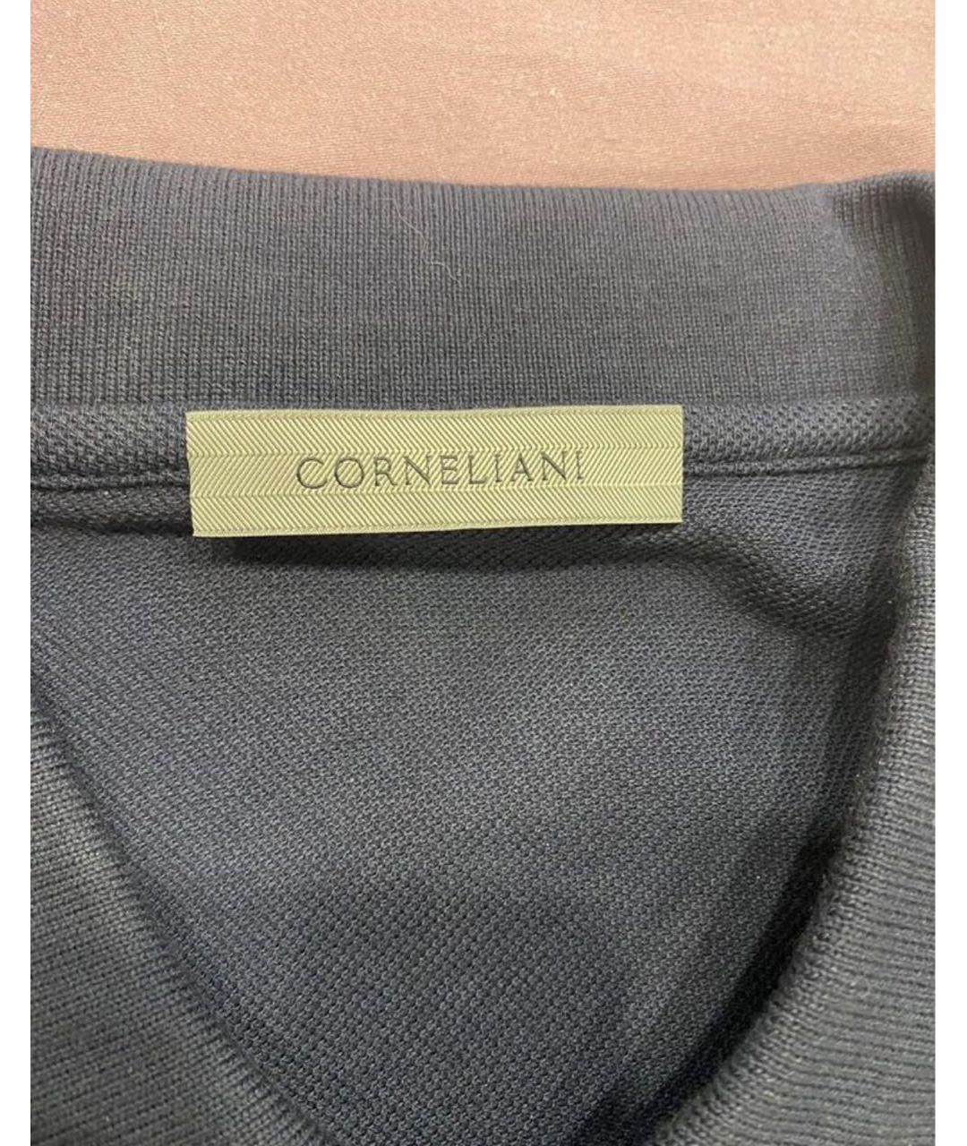 CORNELIANI Темно-синее хлопковое поло с коротким рукавом, фото 4