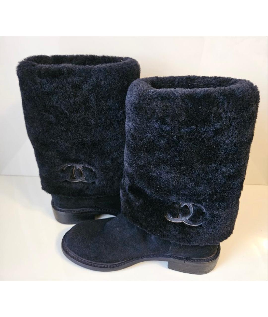 CHANEL Черные замшевые сапоги, фото 5