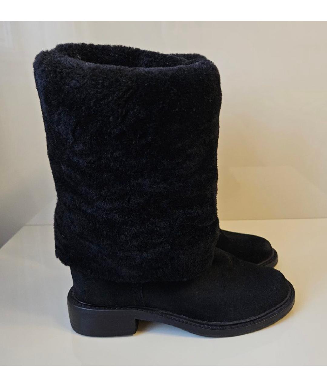 CHANEL Черные замшевые сапоги, фото 9