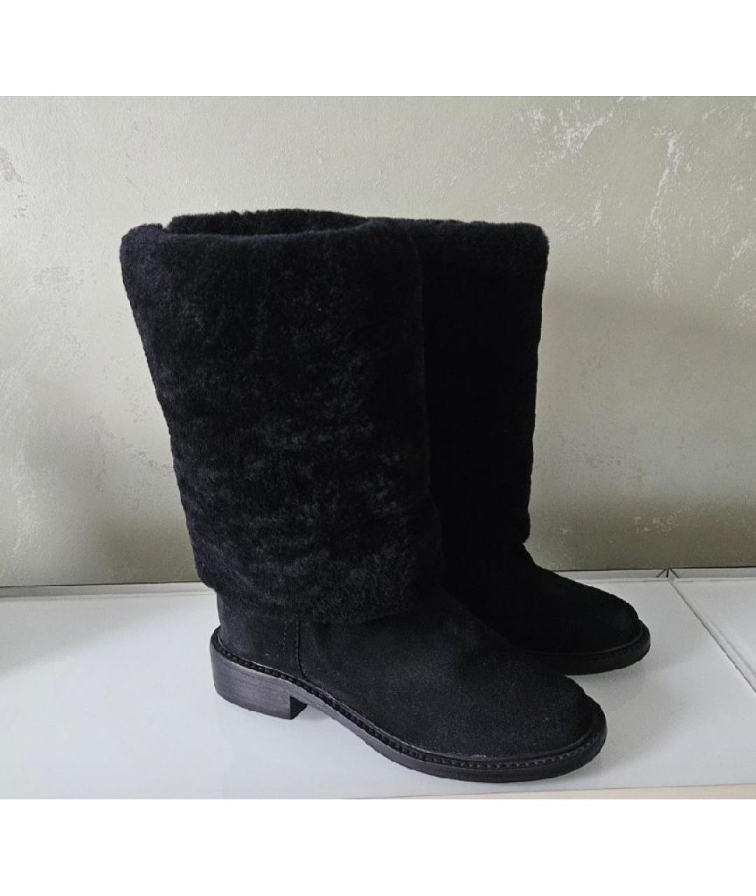 CHANEL Черные замшевые сапоги, фото 6