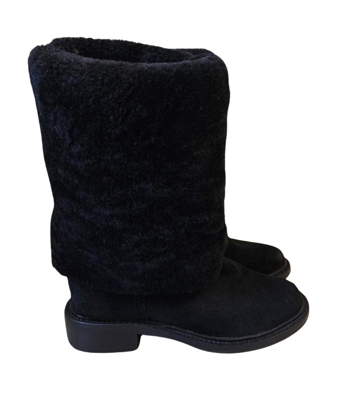 CHANEL Черные замшевые сапоги, фото 1