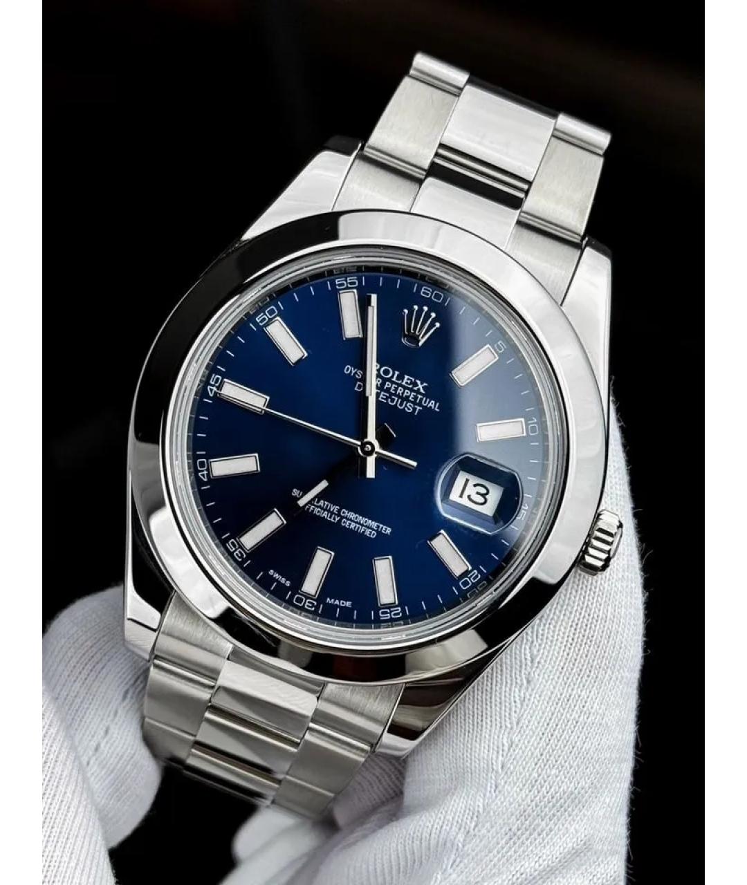 ROLEX Темно-синие металлические часы, фото 2