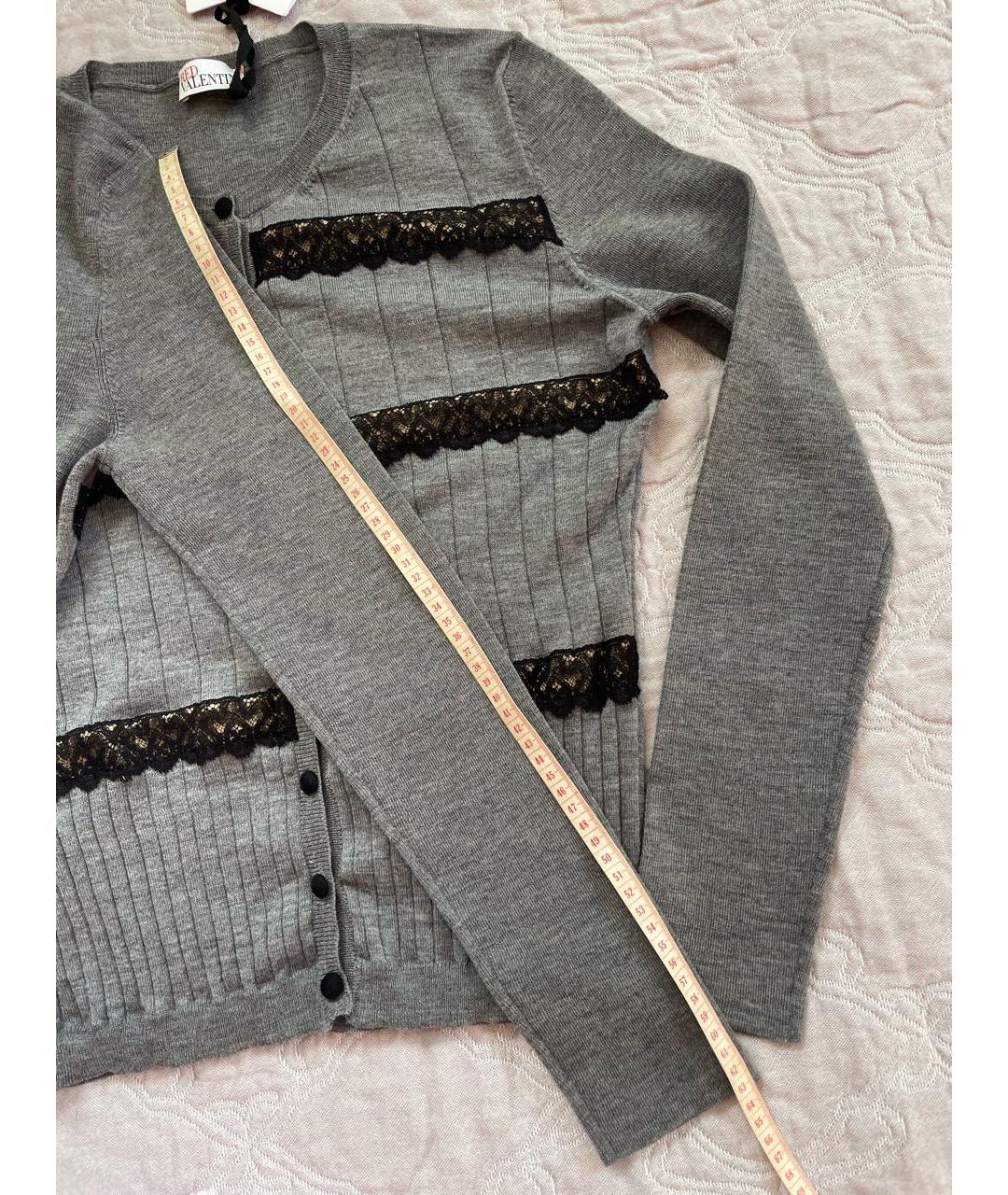RED VALENTINO Серый шерстяной кардиган, фото 7