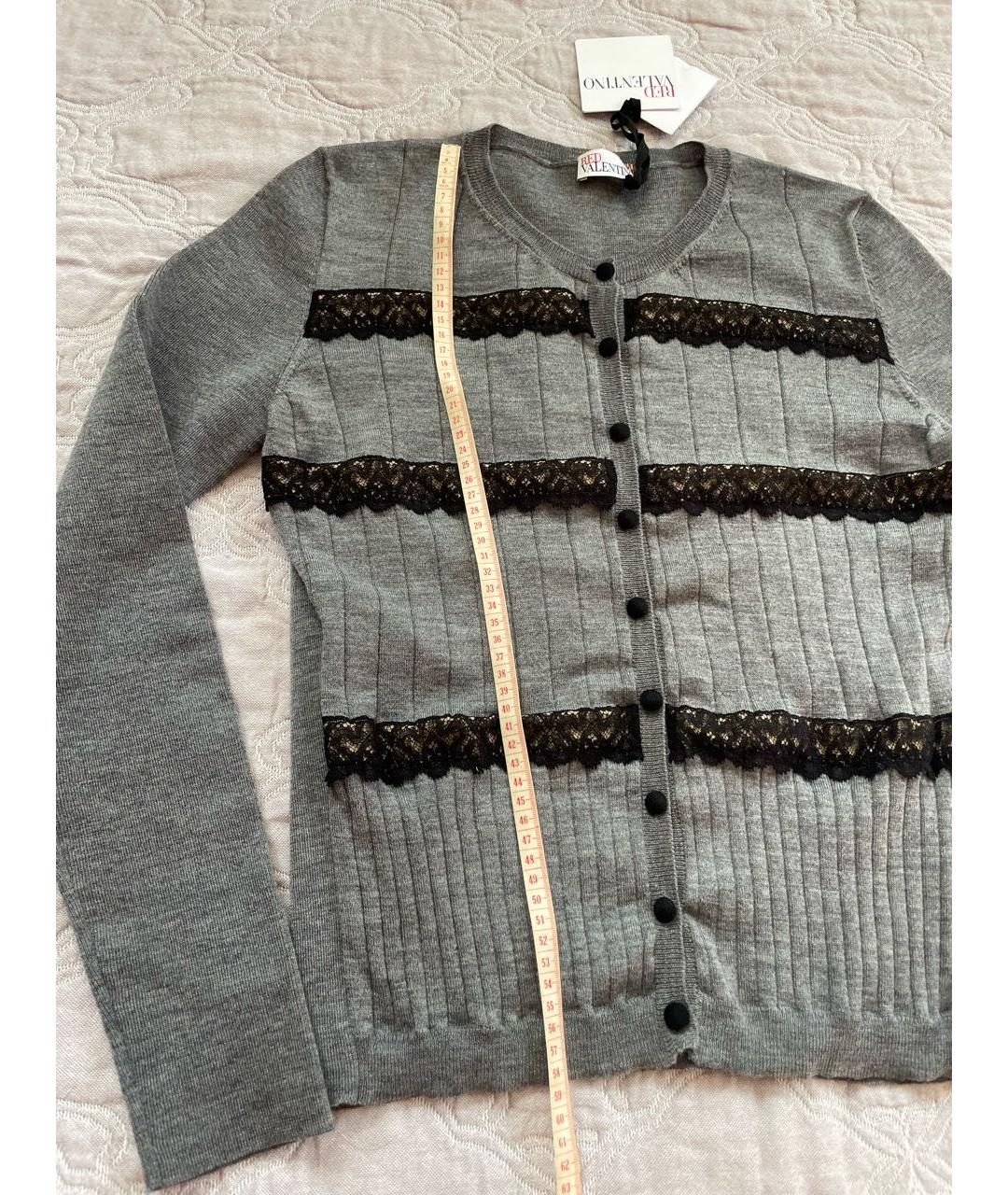 RED VALENTINO Серый шерстяной кардиган, фото 5