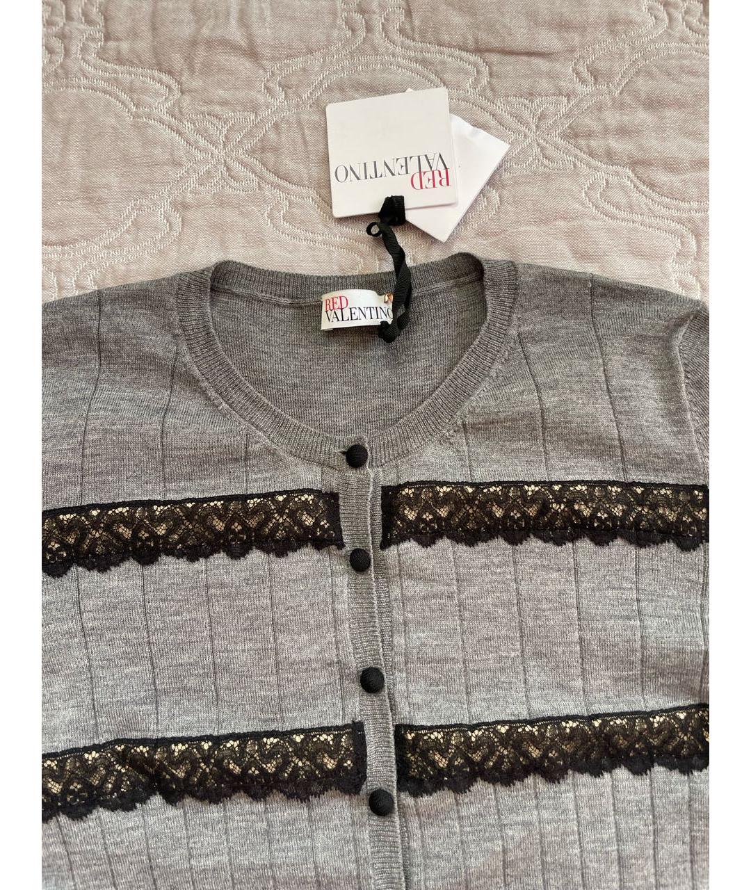 RED VALENTINO Серый шерстяной кардиган, фото 3