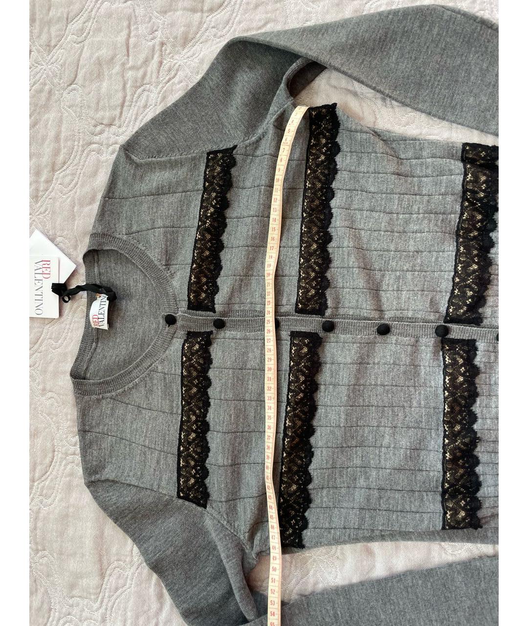 RED VALENTINO Серый шерстяной кардиган, фото 6