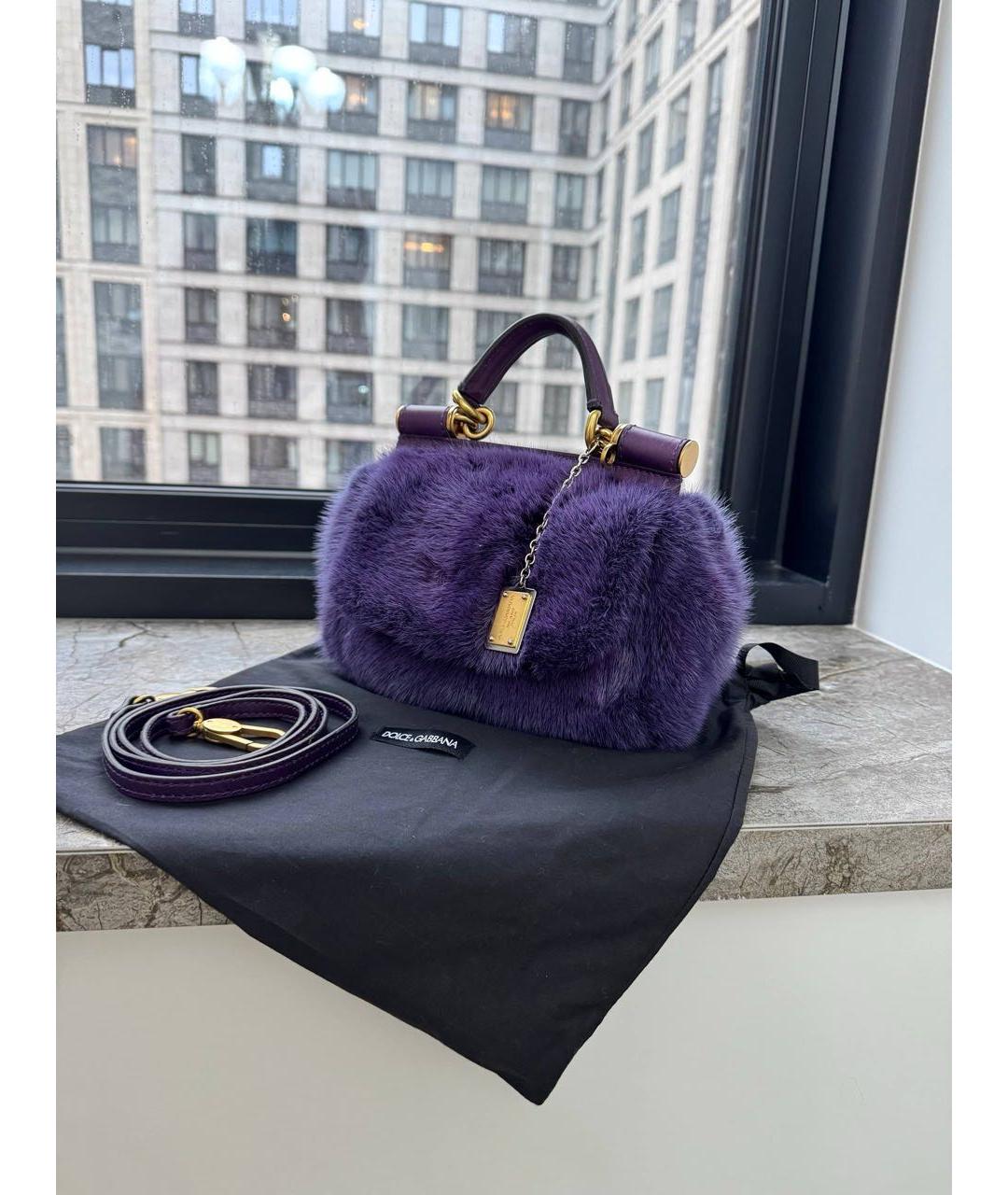 DOLCE&GABBANA Фиолетовая меховая сумка через плечо, фото 2