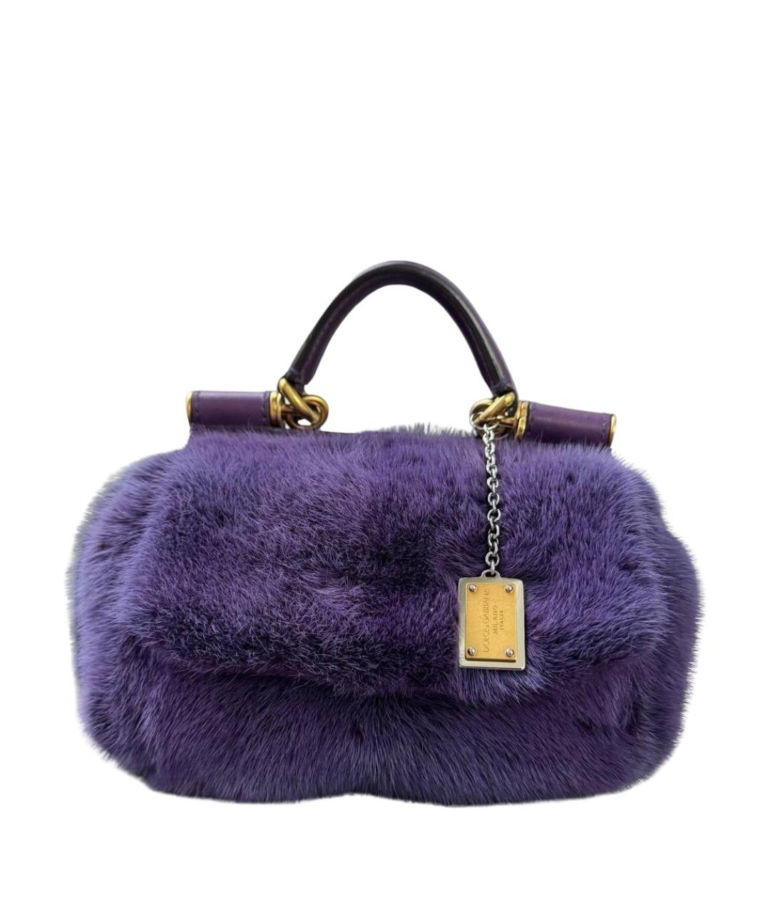DOLCE&GABBANA Фиолетовая меховая сумка через плечо, фото 1