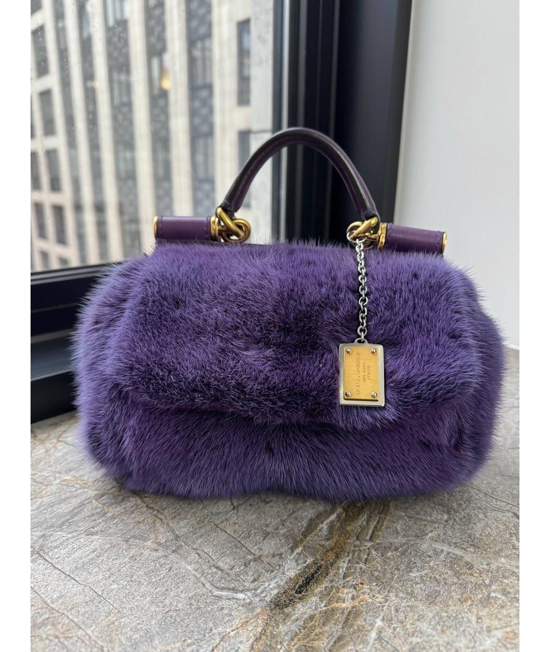 DOLCE&GABBANA Фиолетовая меховая сумка через плечо, фото 8