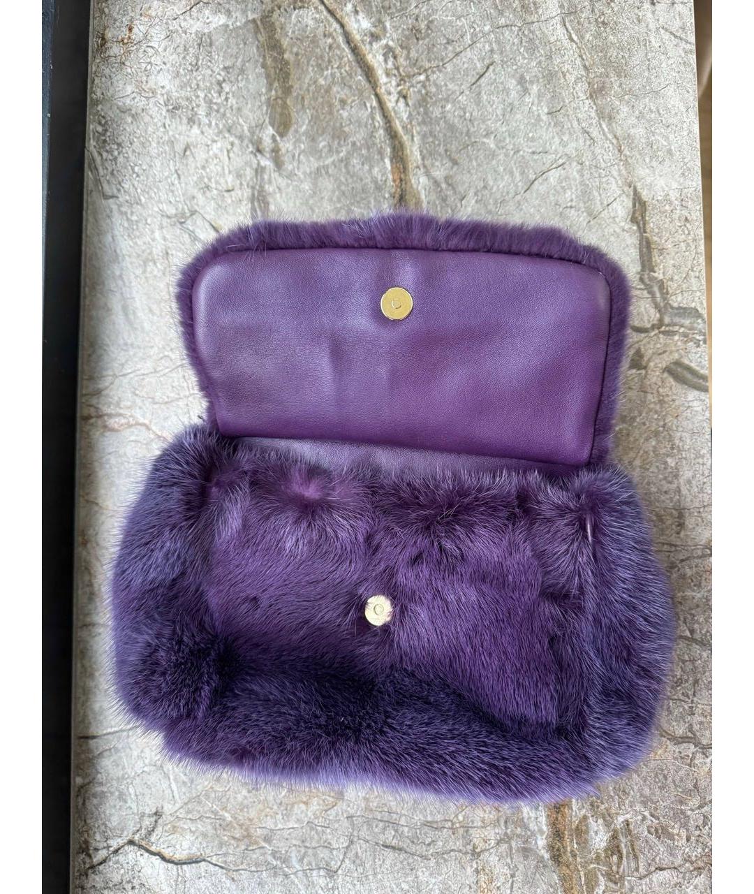 DOLCE&GABBANA Фиолетовая меховая сумка через плечо, фото 5