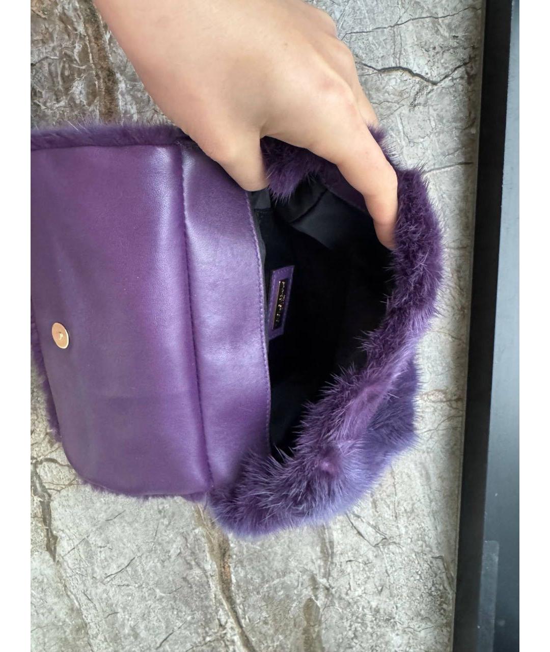 DOLCE&GABBANA Фиолетовая меховая сумка через плечо, фото 4