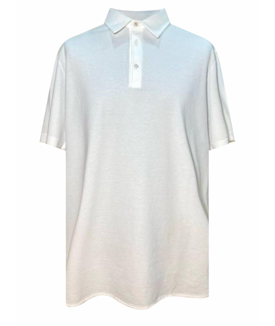 LORO PIANA Белое хлопковое поло с коротким рукавом, фото 1