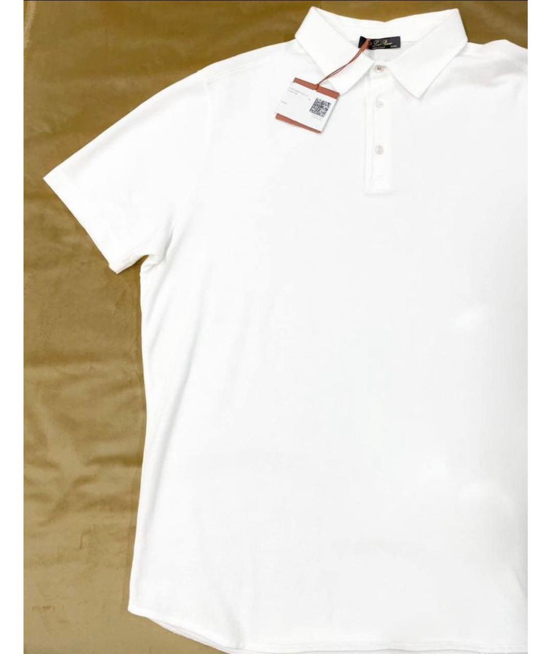 LORO PIANA Белое хлопковое поло с коротким рукавом, фото 3