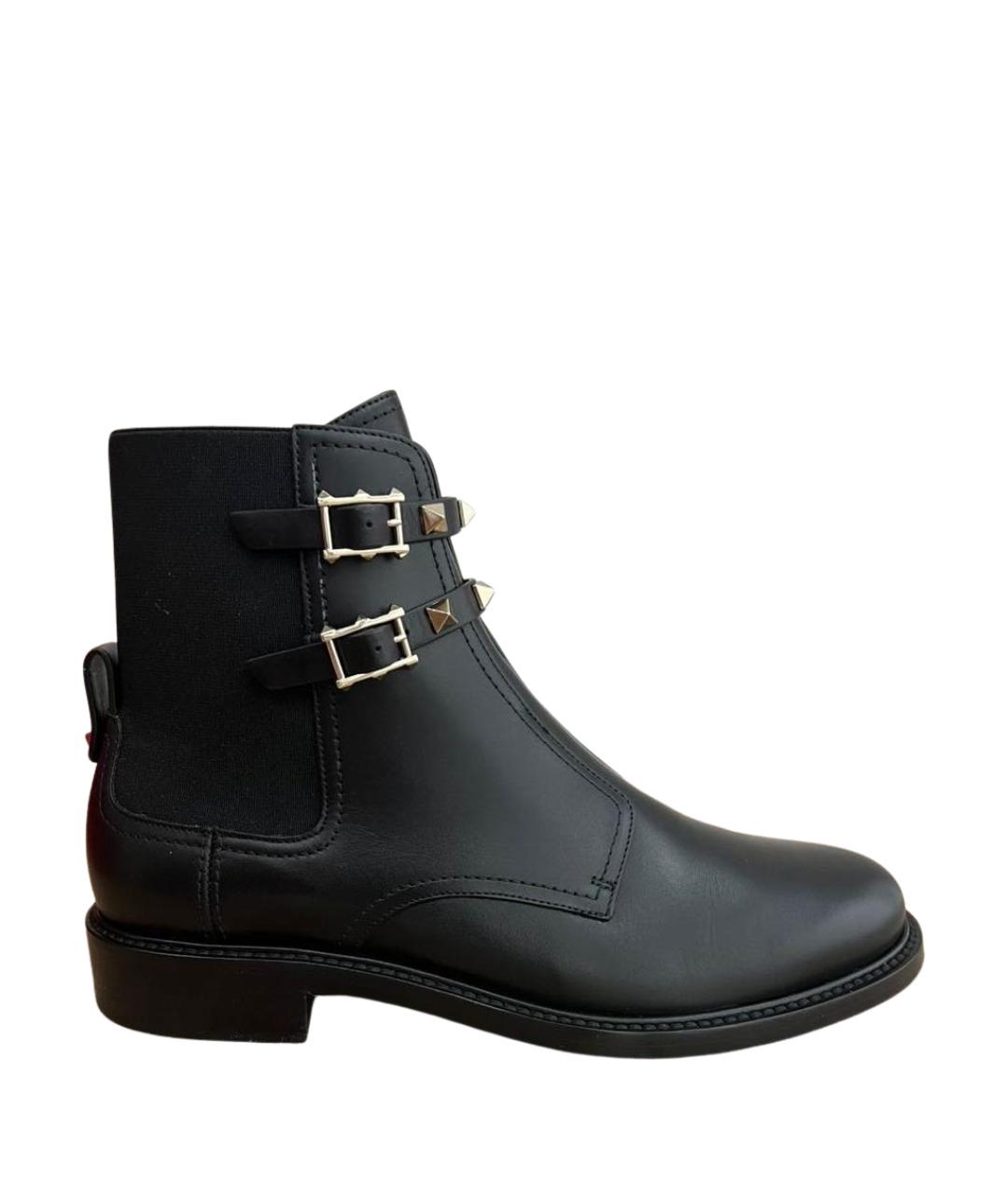 VALENTINO Черные кожаные ботинки, фото 1